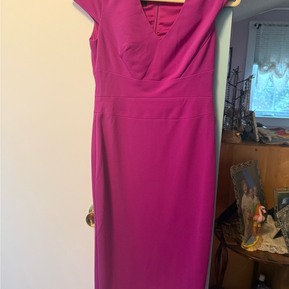 Donna Morgan Fuchsia Midi Evening/Party  Dress NWT | wedding guest cocktail work